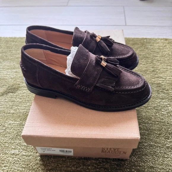 Steve Madden Chocolate Brown Suede Tassel Loafers (Radcliff) - Picture 3 of 8